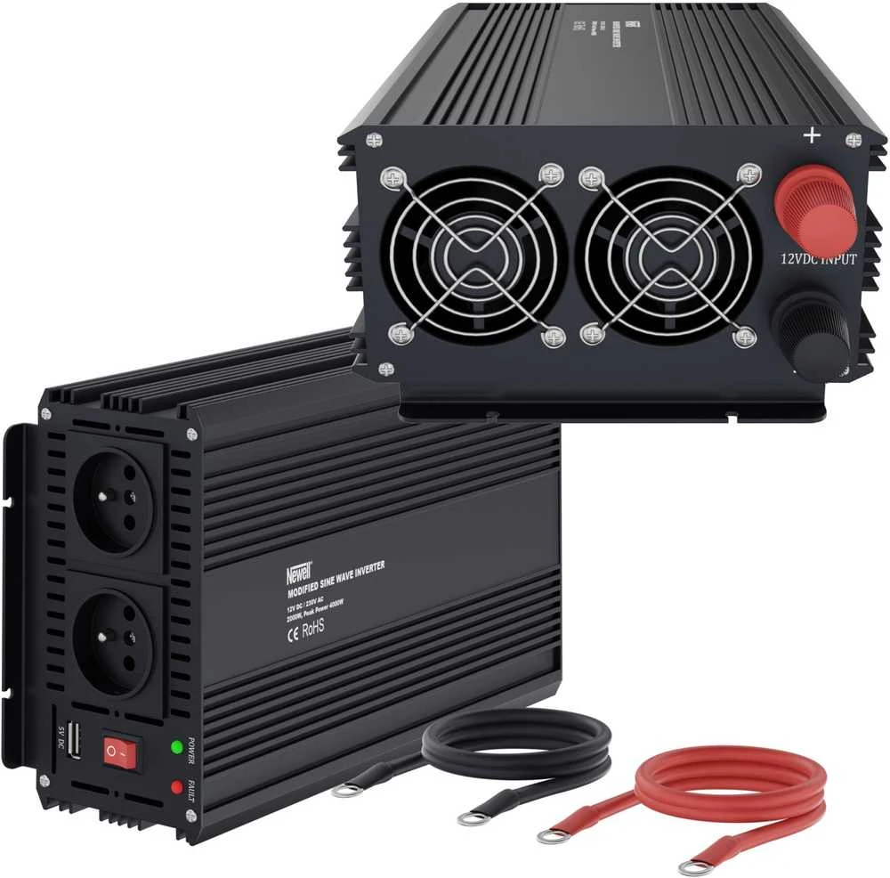 Objektyvas Newell įtampos keitiklis su modifikuota sinusine banga 12 V / 230 V, 2000 vatų