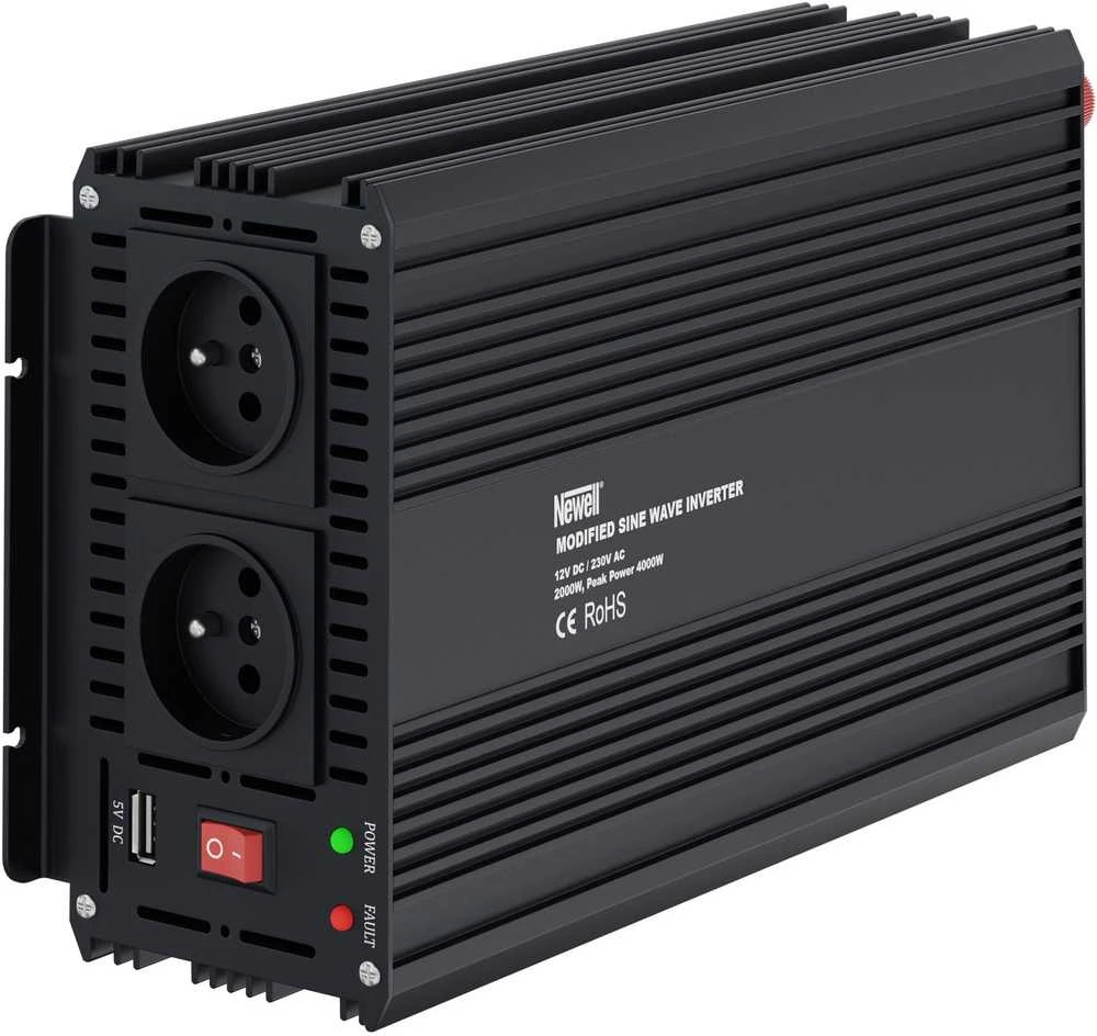 Objektyvas Newell įtampos keitiklis su modifikuota sinusine banga 12 V / 230 V, 2000 vatų
