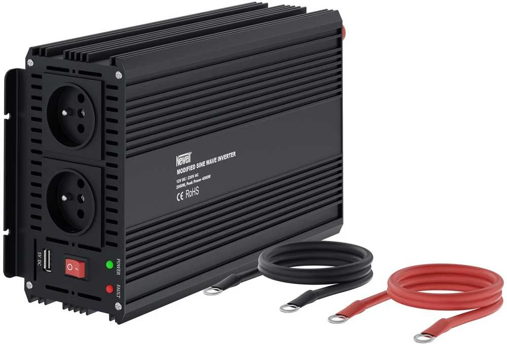 Objektyvas Newell įtampos keitiklis su modifikuota sinusine banga 12 V / 230 V, 2000 vatų