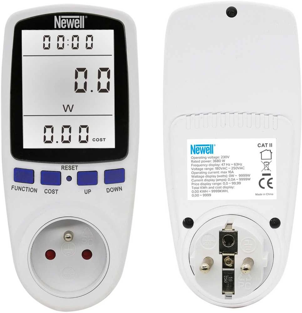 Lubinis šviestuvas Energijos Monitorius - Newell Wattmeter Galia Srovė Įtampa LCD Apšviestas