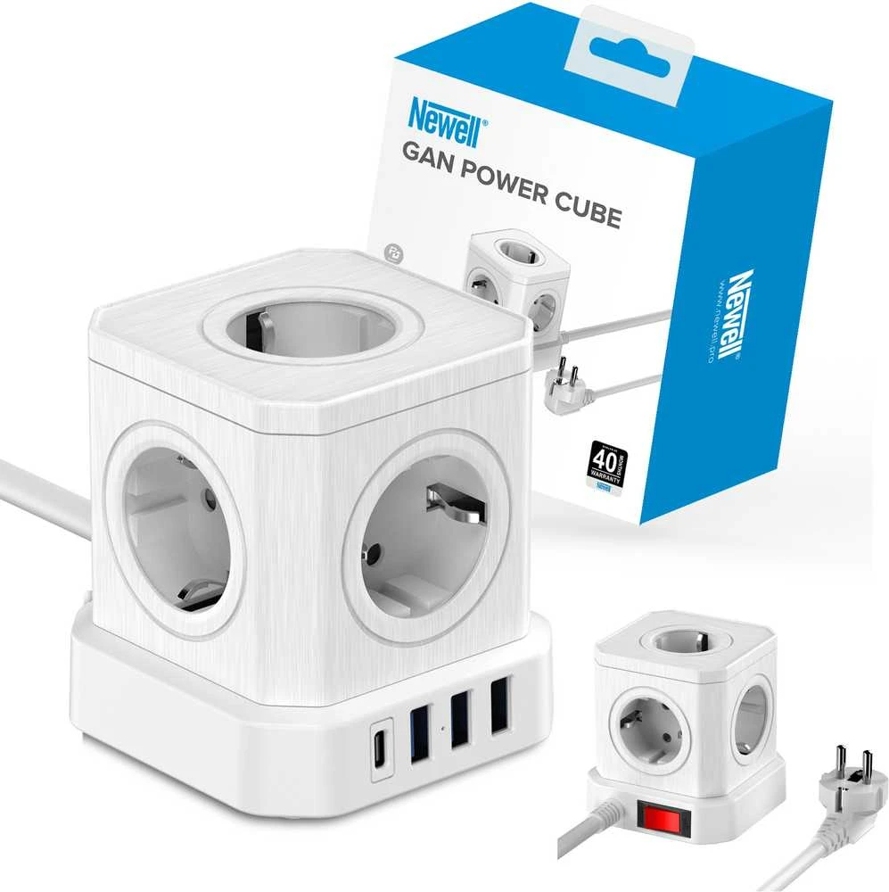 „Newell GaN Power Cube 9in1“ – baltas