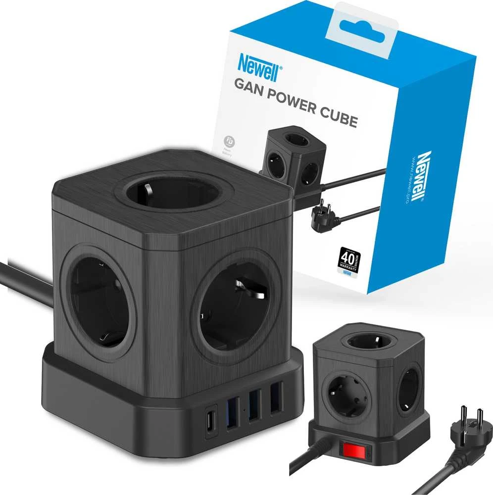 Newell GaN Power Cube 9in1 - juodas