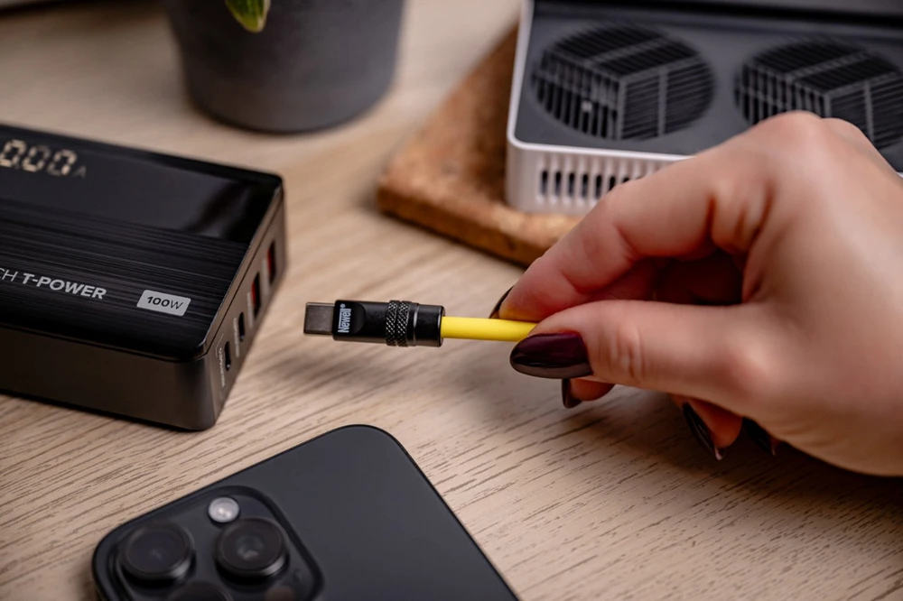 USB-C Laidas - Newell USB-C 100W Greito Įkrovimo Laidas 2m Silikoninis Geltonas-Juodas