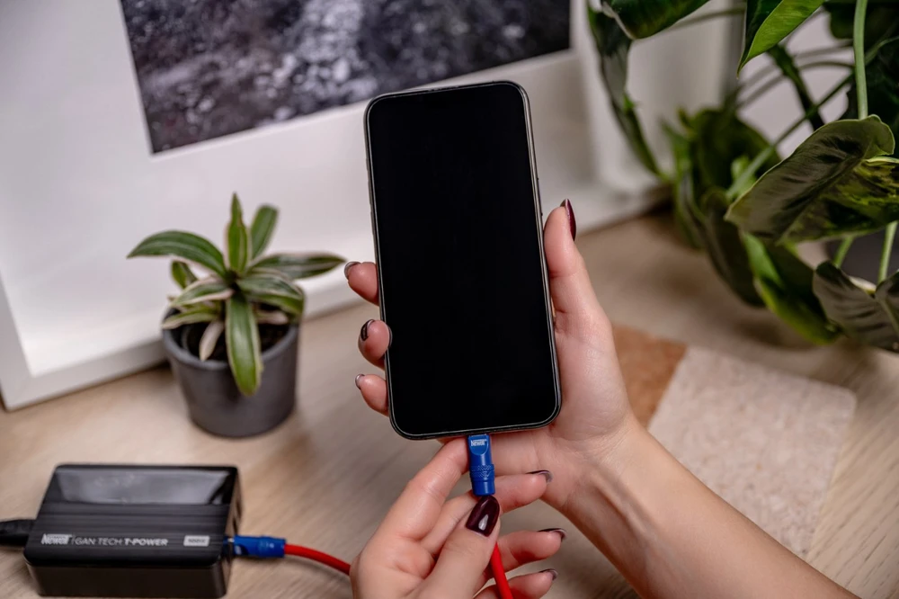 USB-C kabelis - Newell USB-C 100W 2m silikoninis raudonas-mėlynas