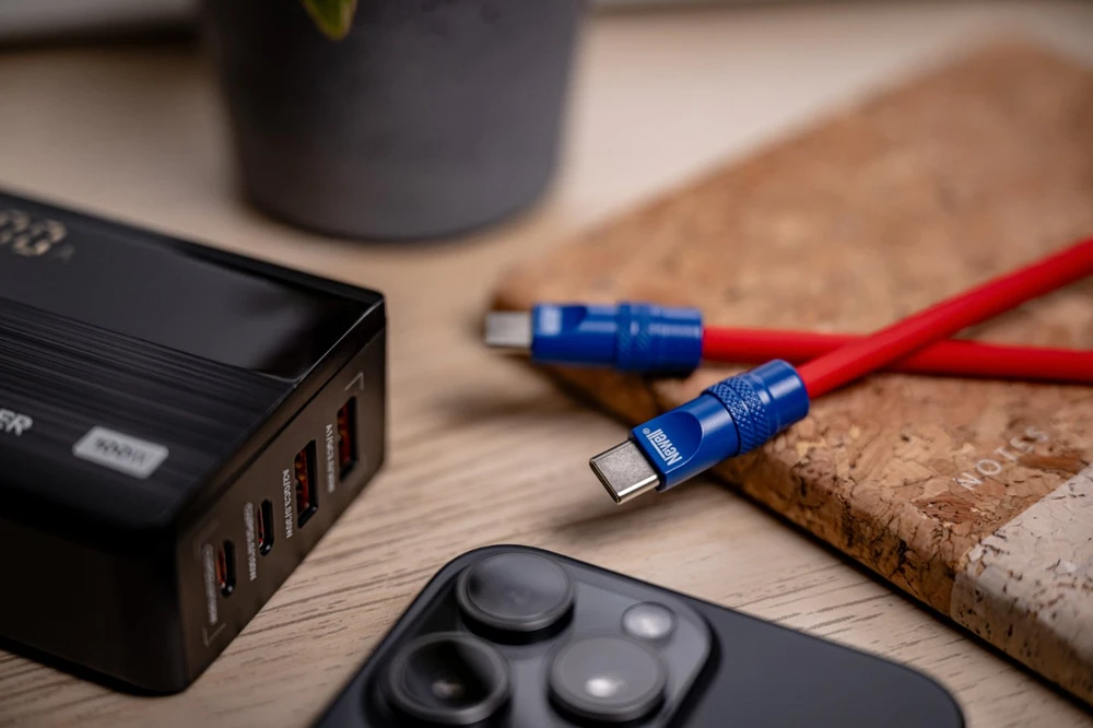 USB-C kabelis - Newell USB-C 100W 2m silikoninis raudonas-mėlynas