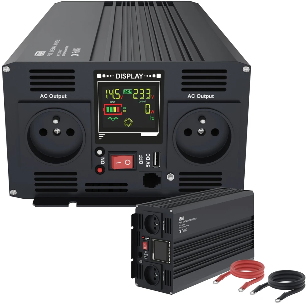 Objektyvas Maitinimo Inverteris - Newell Pure Sine Wave 24 V / 230 V, 2 000 W