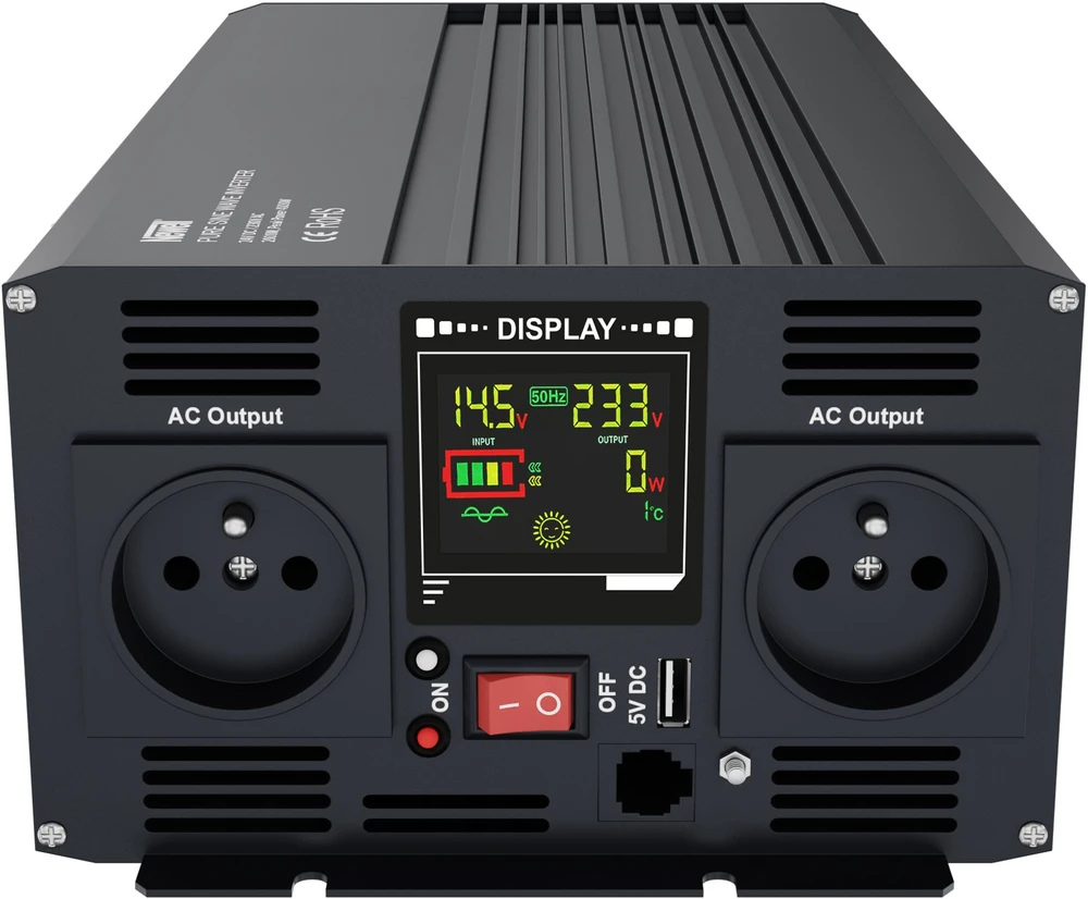 Objektyvas Maitinimo Inverteris - Newell Pure Sine Wave 24 V / 230 V, 2 000 W