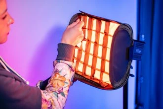 Apšvietimo Modifikatorius - Newell 25 cm Mini Bowens Kvadratinis Softboxas Tara 40 RGB LED Šviesai - Su Tinkleliu, Juodas