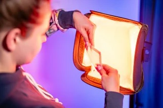 Apšvietimo Modifikatorius - Newell 25 cm Mini Bowens Kvadratinis Softboxas Tara 40 RGB LED Šviesai - Su Tinkleliu, Juodas