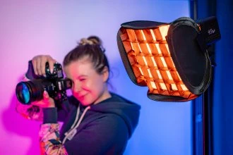 Apšvietimo Modifikatorius - Newell 25 cm Mini Bowens Kvadratinis Softboxas Tara 40 RGB LED Šviesai - Su Tinkleliu, Juodas