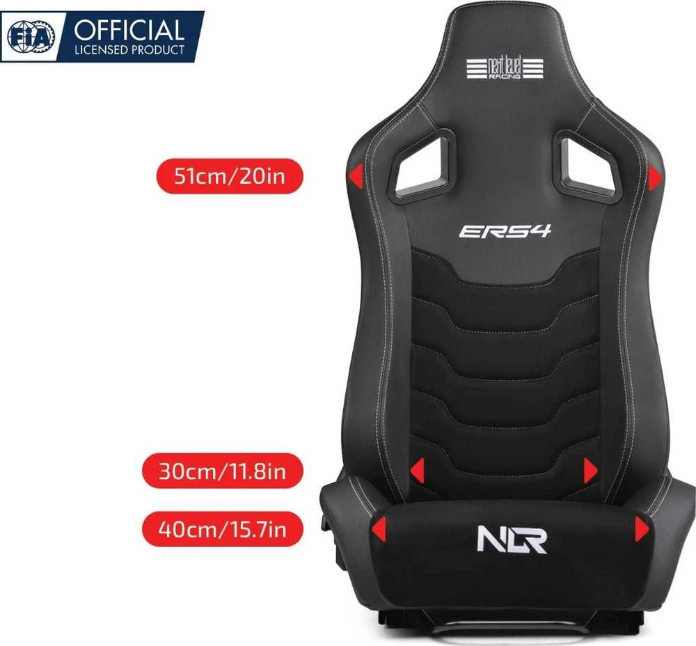 „Next Level Racing“ | ERS4 Elite PU odos ir zomšos leidimas | Atlošiama sėdynė | PU oda ir zomša | Juodas