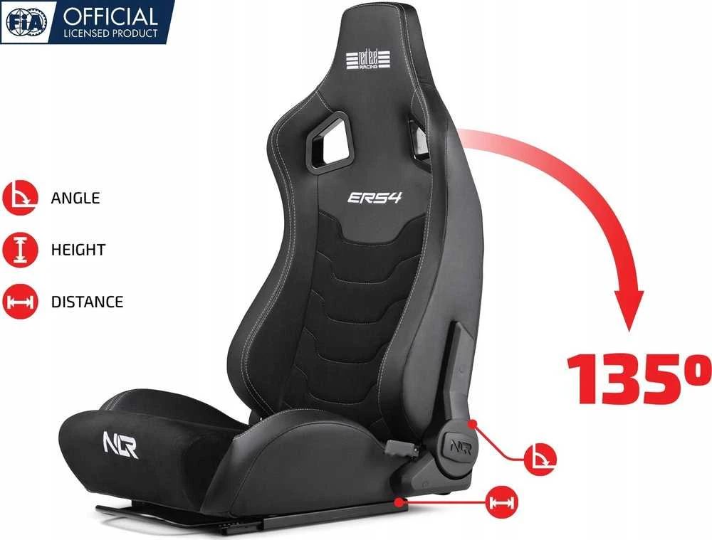 „Next Level Racing“ | ERS4 Elite PU odos ir zomšos leidimas | Atlošiama sėdynė | PU oda ir zomša | Juodas