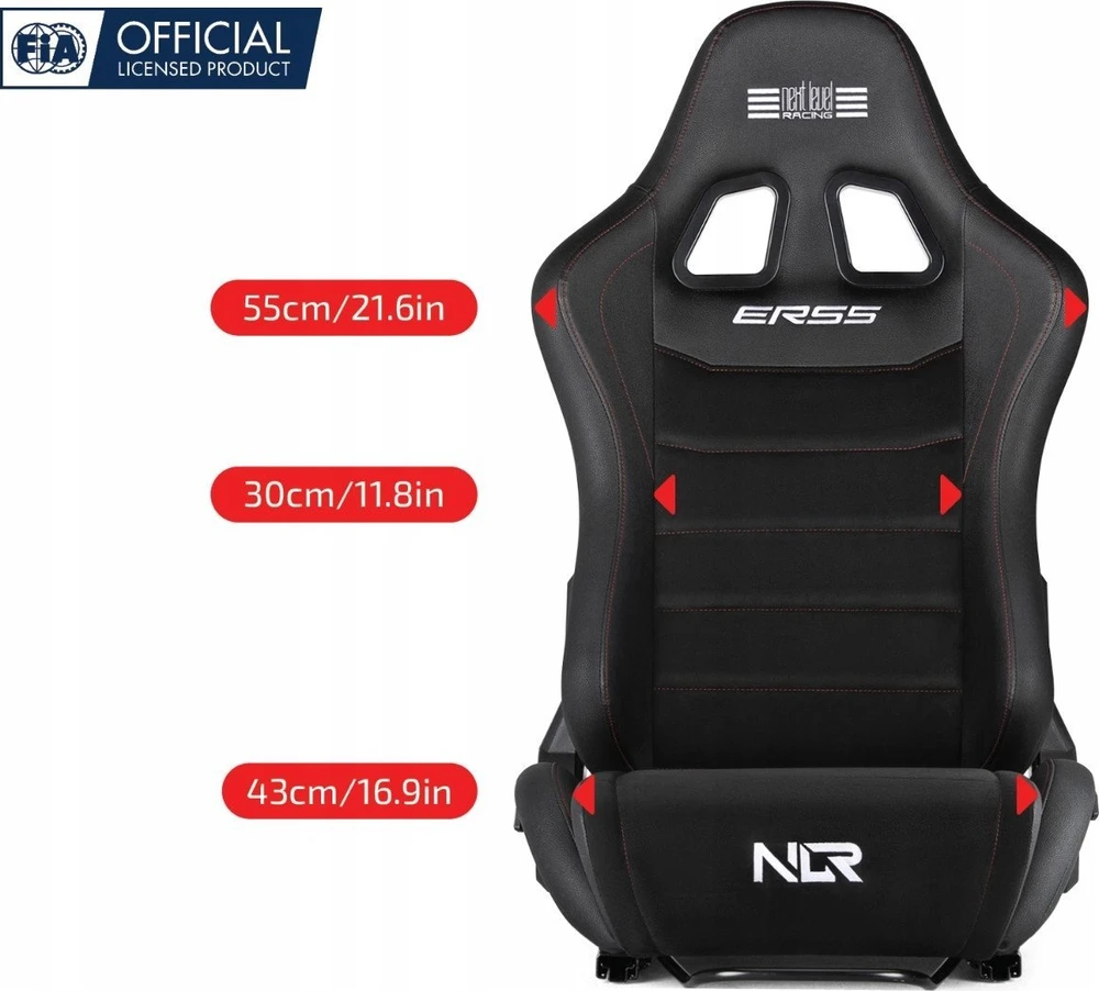 „Next Level Racing“ | ERS5 Elite PU odos ir zomšos leidimas | Atlošiama sėdynė | PU oda ir zomša | Juodas