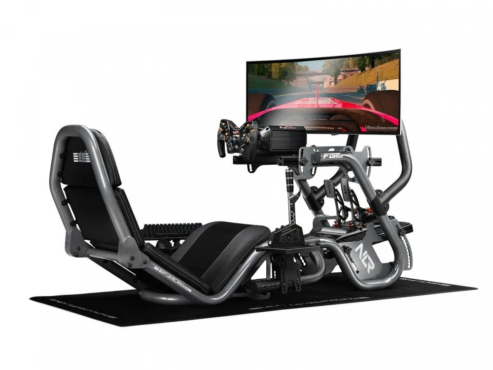 Next Level Racing Naujo lygio lenktynės | F-GT Pro Formula ir GT Pilkas leidimas | Lenktynių simuliatoriaus kabina | Plienas | Pilkas