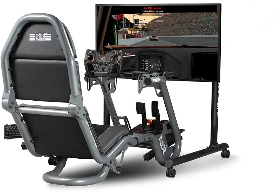 Laikiklis „Next Level Racing“ grindų stovas | Apvalaus vamzdžio laisvai stovintis vieno monitoriaus stovas | Iki 65 colių | Aukščio reguliavimas, pakreipimas | Maksimalus svoris (keliamoji galia) 50 kg | Juodas