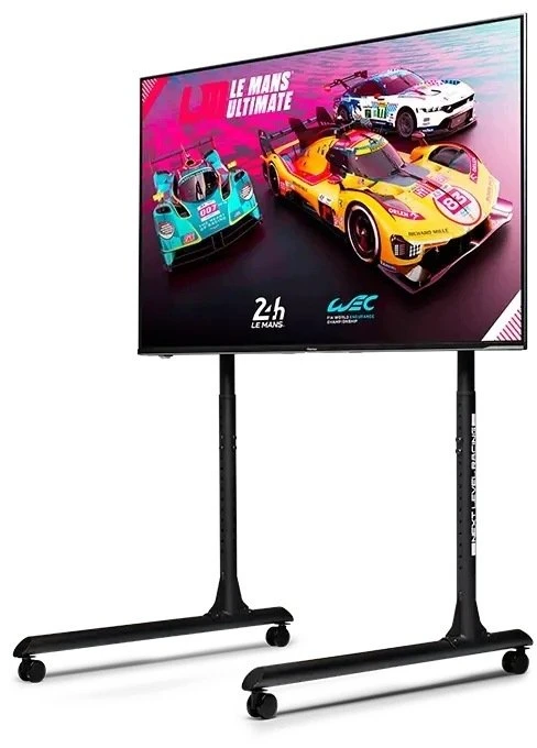 Laikiklis „Next Level Racing“ grindų stovas | Apvalaus vamzdžio laisvai stovintis vieno monitoriaus stovas | Iki 65 colių | Aukščio reguliavimas, pakreipimas | Maksimalus svoris (keliamoji galia) 50 kg | Juodas