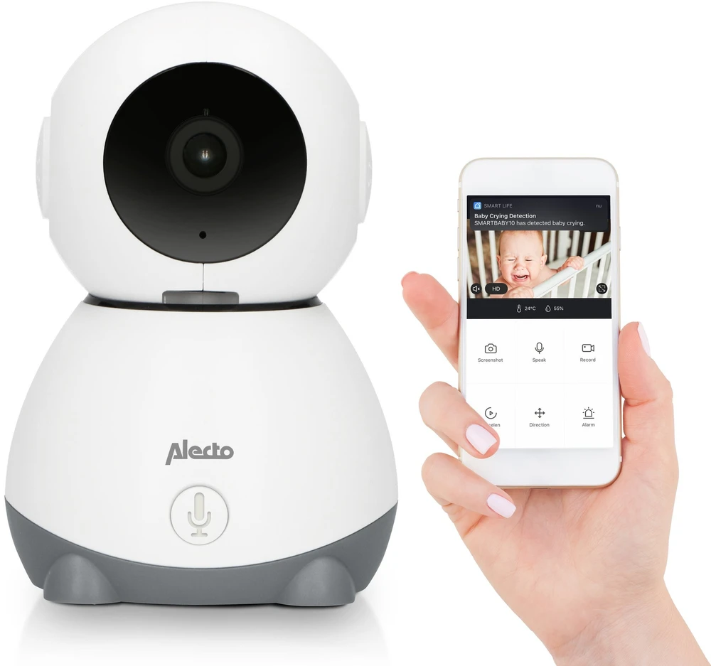 „Niania Alecto Alecto WLAN“ kūdikių telefonas su juoda / pilka kamera