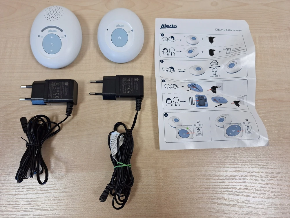 Niania Alecto DECT Babyphone su pełnym trybem ECO* balta/mėlyna