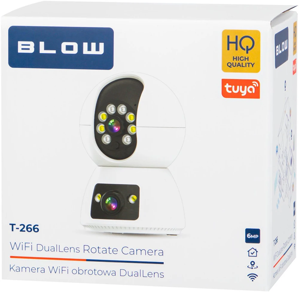 BLOW WiFi kamera su dvigubais objektyvais, 3MP+3MP, T-266, Tuya, pasukama auklės kamera