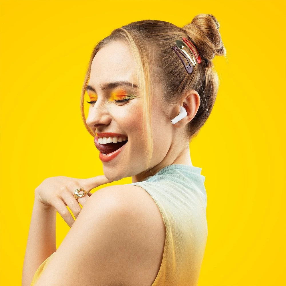 Carruzzo Niceboy Beans 4 POP juoda / Belaidės ausinės su mikrofonu / Bluetooth 5.4 / IPX4 / įkrovimo dėklas