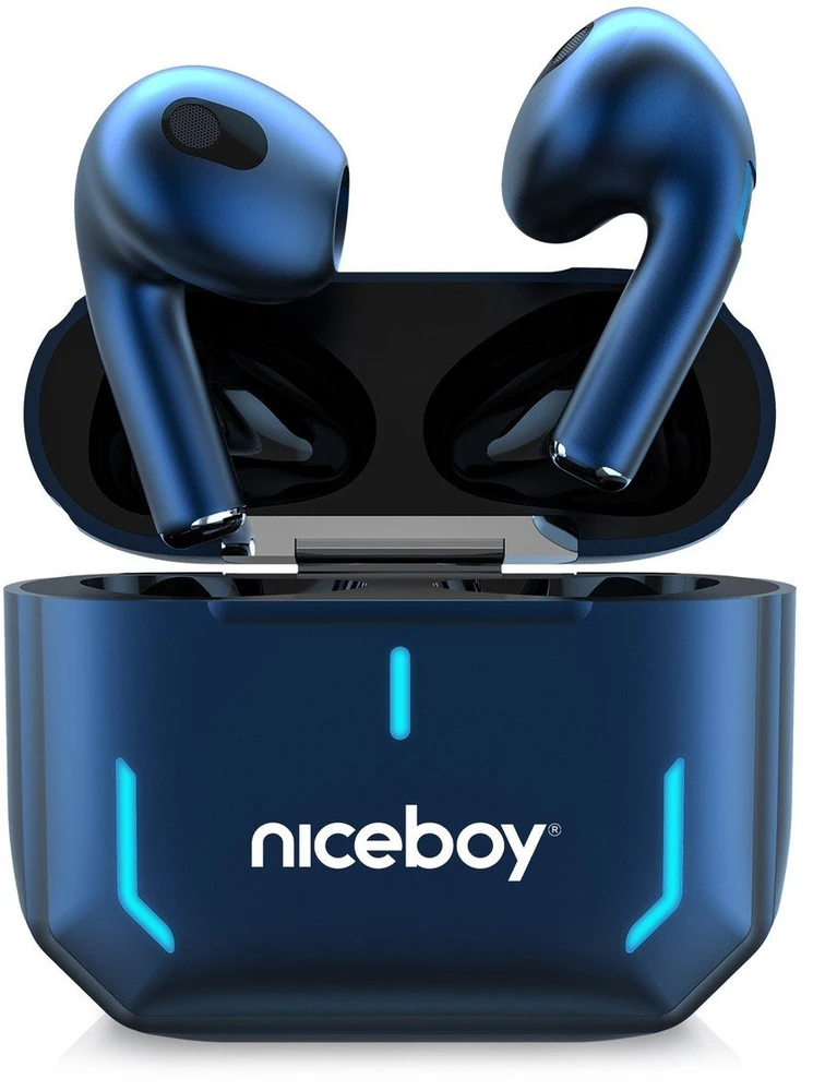 Niceboy HIVE SpacePods tamsiai mėlynais įdėklais