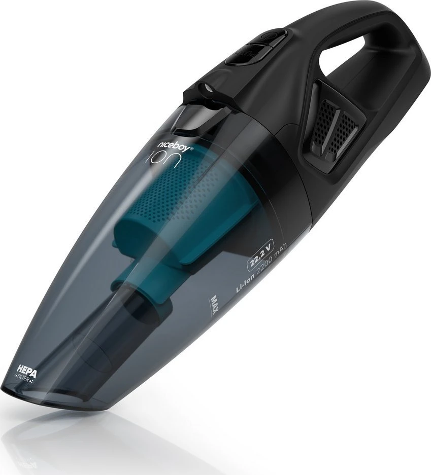 Carruzzo Niceboy ION Hurricane R3 22.2 V WET DRY juoda / Rankinis belaidis dulkių siurblys / sausas + šlapias siurbimas / 150W / HEPA