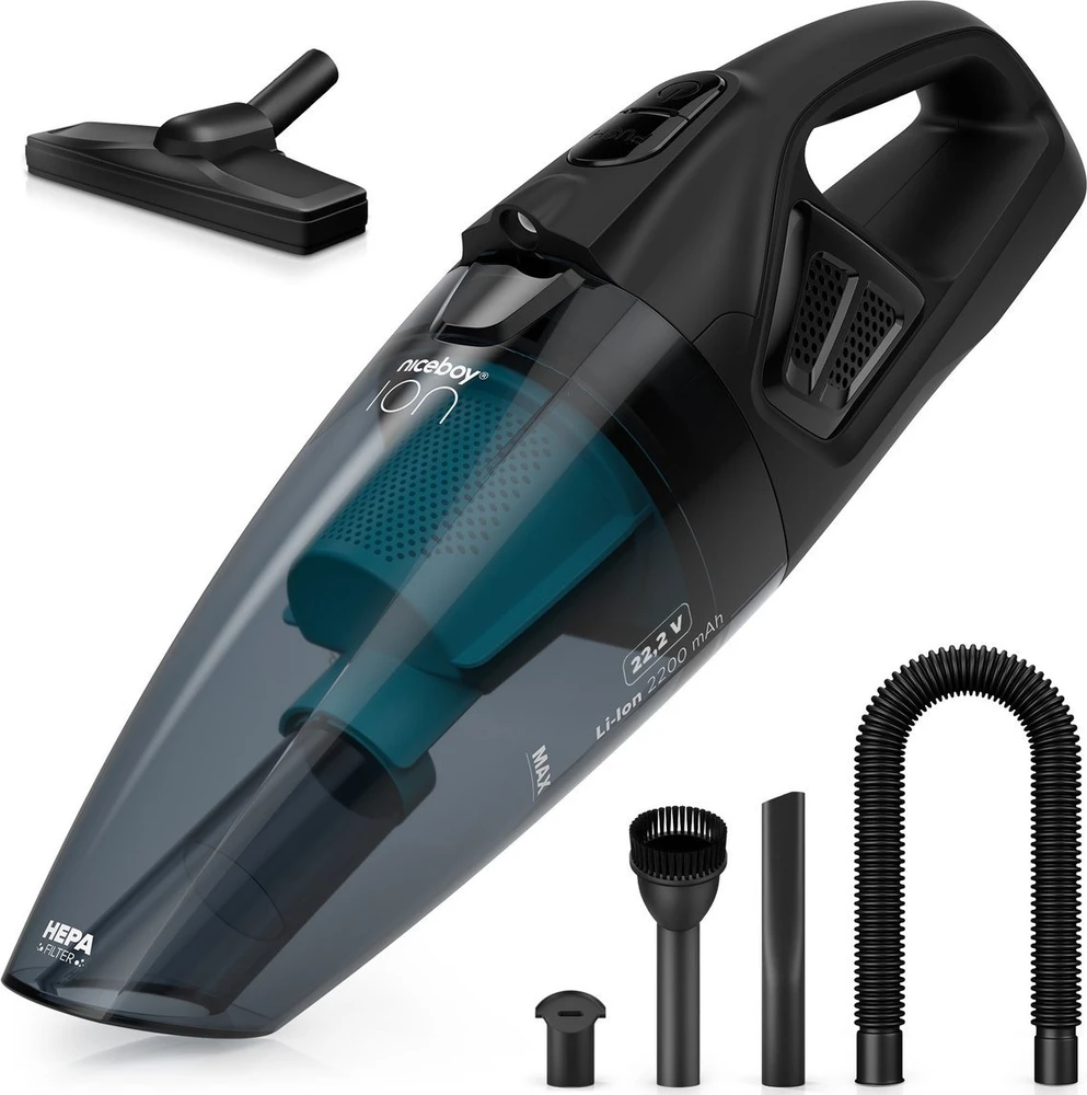 Carruzzo Niceboy ION Hurricane R3 22.2 V WET DRY juoda / Rankinis belaidis dulkių siurblys / sausas + šlapias siurbimas / 150W / HEPA