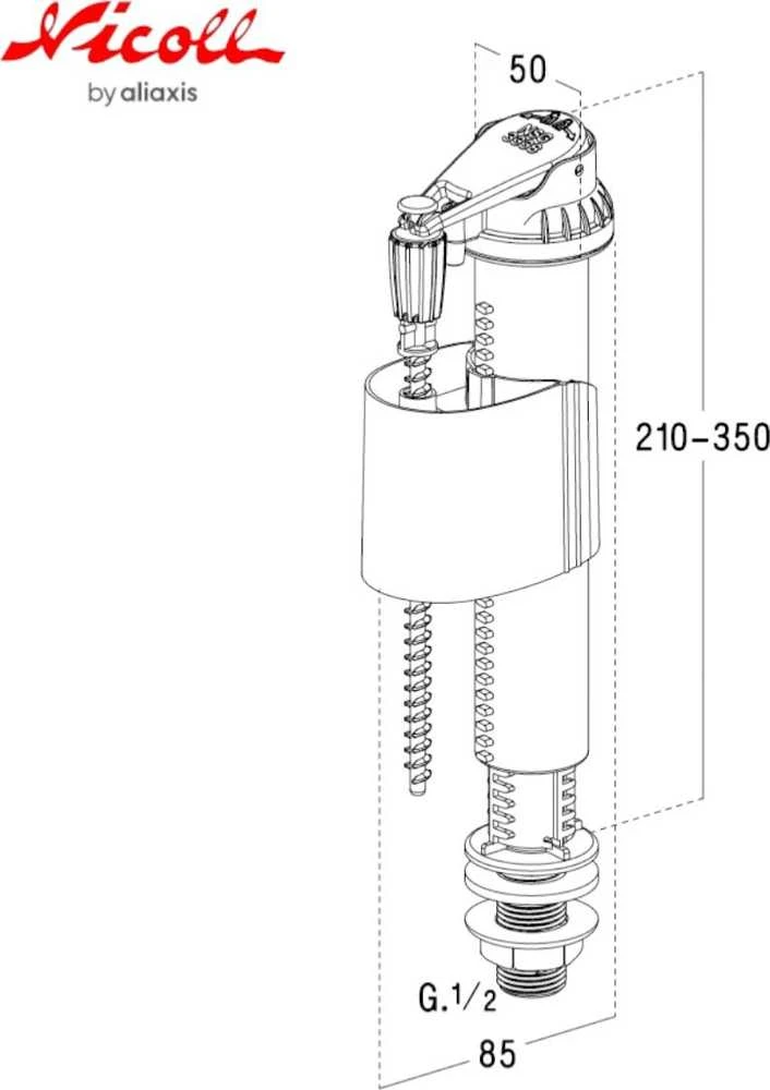 Vožtuvas Nicoll SIL50, 210 mm