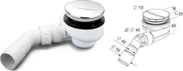 Nicoll Sifonas dušo padėklui PAA Turboflow D 90MM, 54l/min, E1882/22