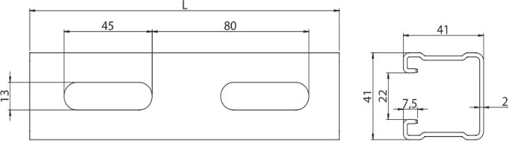 Niczuk Tvirtinimo profilis MF 2.0 tipas 41 x 41 x 2 mm L = 3000 mm (0741412030)