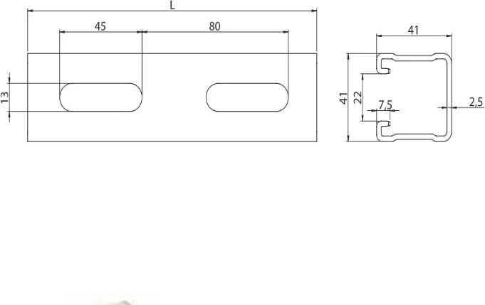 Niczuk tvirtinimo profilis, tipas MF2.5, 41 x 41 x 2,5 mm, ilgis 2000 mm (0741412520)