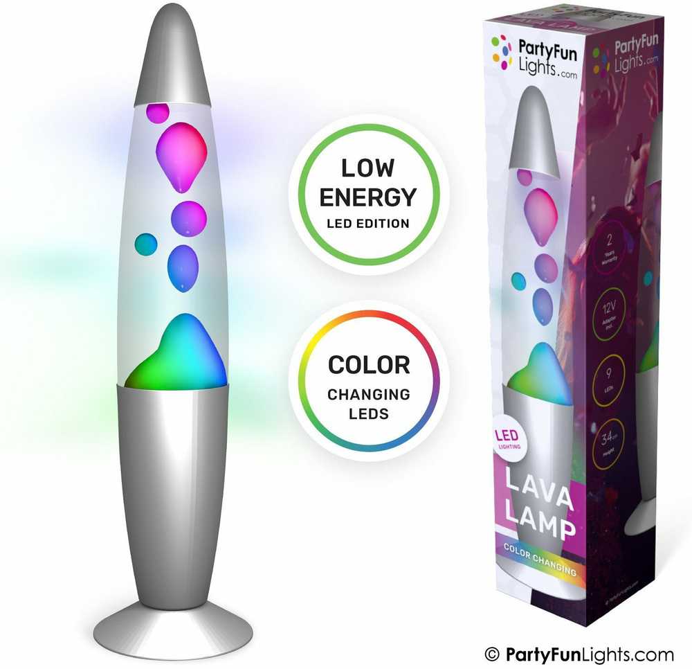 Partyfunlights Lavos lempa - daugiaspalvė, aukštis: 34 cm