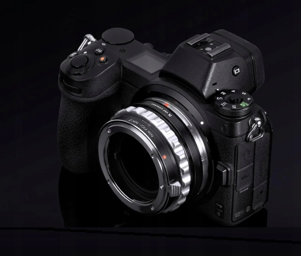 K&F Concept adapteris uždėtas ant Nikon fotoaparato