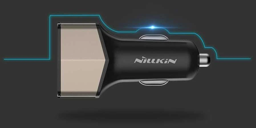 Dėklas Nillkin Celerity automobilinis įkroviklis - 2x USB-A + 1x USB-C, 32W sidabro spalvos