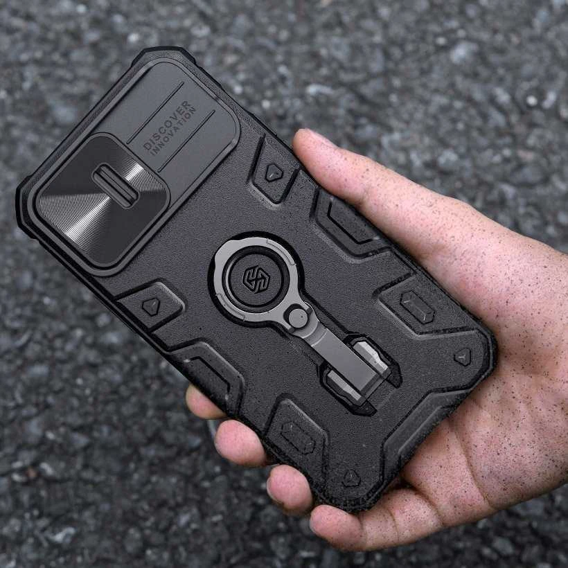 Nillkin CamShield Armor Pro dėklas, skirtas iPhone 14 Pro (juodas)