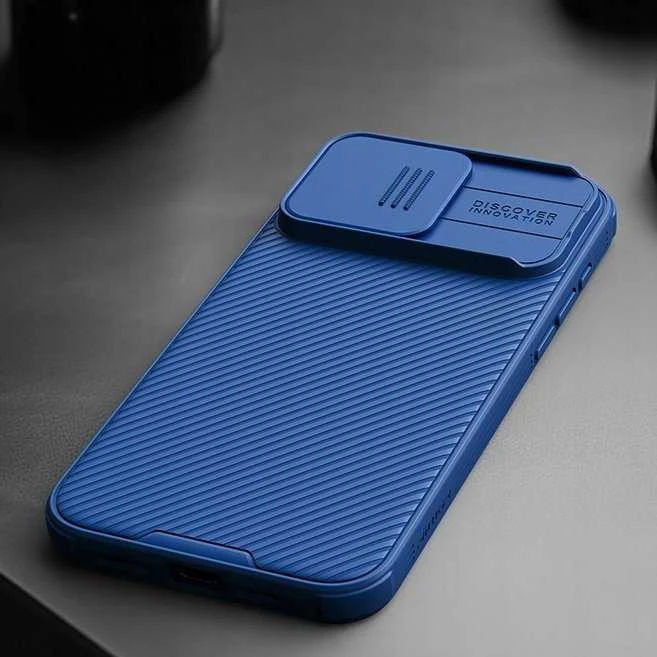Dėklas Nillkin CamShield Pro Apple iPhone 15 Pro mėlynas