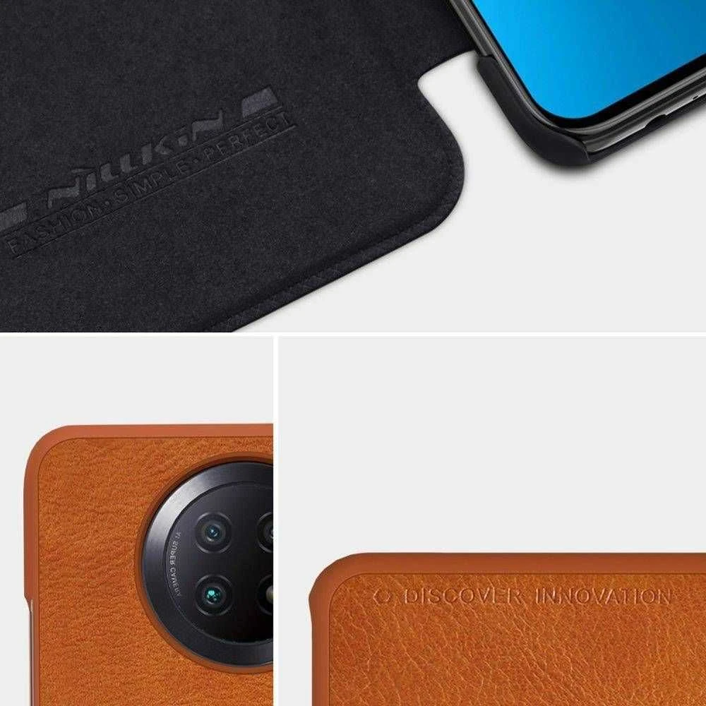 Nillkin Qin leather holster Xiaomi Redmi Note 9T 5G dėklas telefonui rudos spalvos