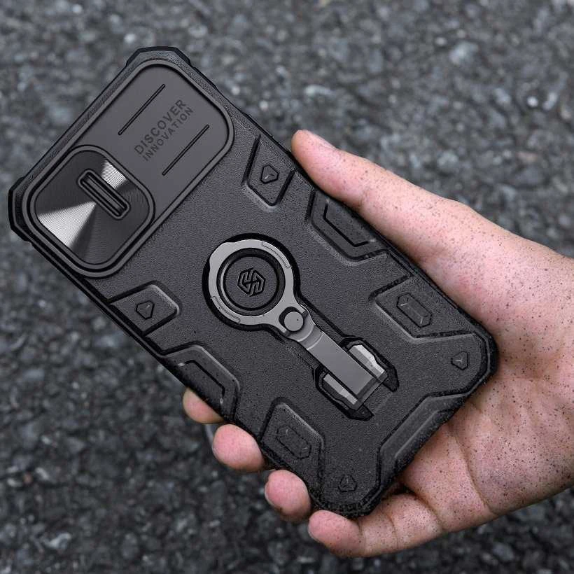 Nillkin CamShield Armor Pro dėklas, skirtas iPhone 14 Plus (juodas)