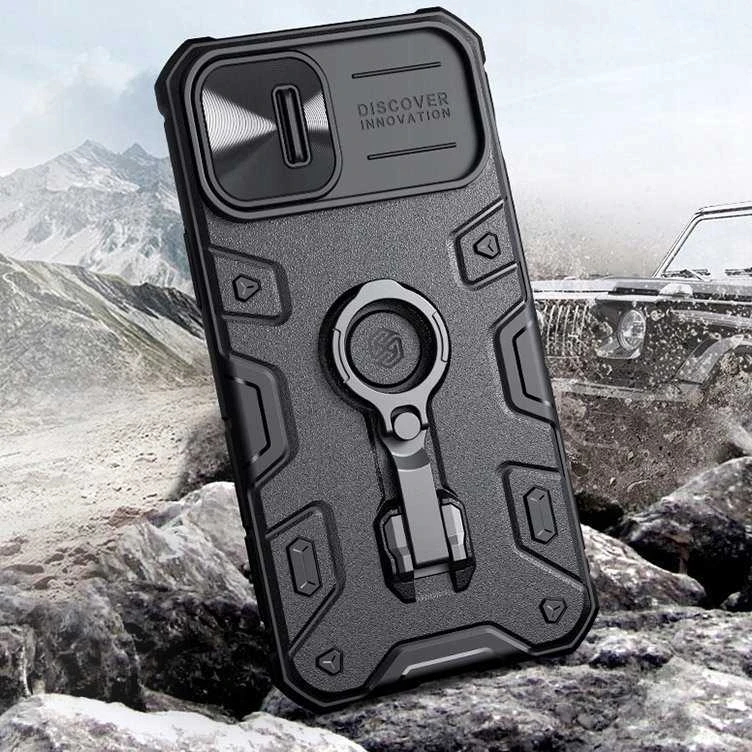 Nillkin CamShield Armor Pro dėklas, skirtas iPhone 14 Plus (juodas)