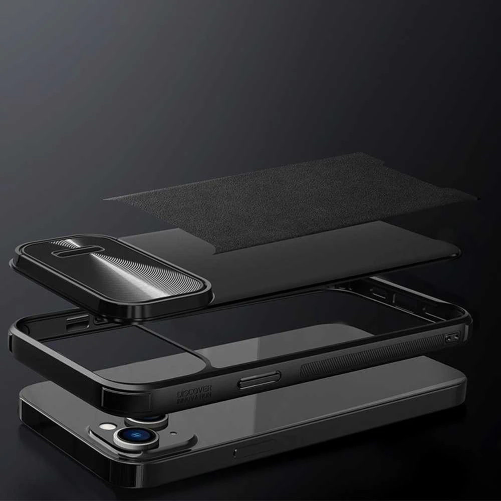 Nillkin CamShield Leather S Apple iPhone 14 Plus with camera dėklas telefonui mėlynos spalvos