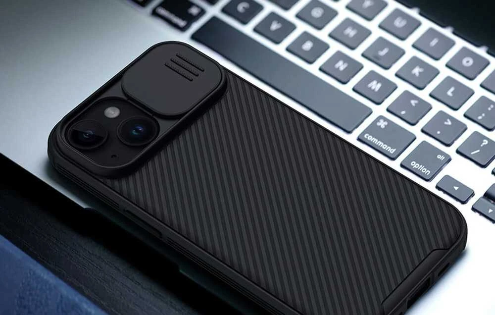 Nillkin CamShield Pro dėklas, skirtas iPhone 15 Plus (juodas)