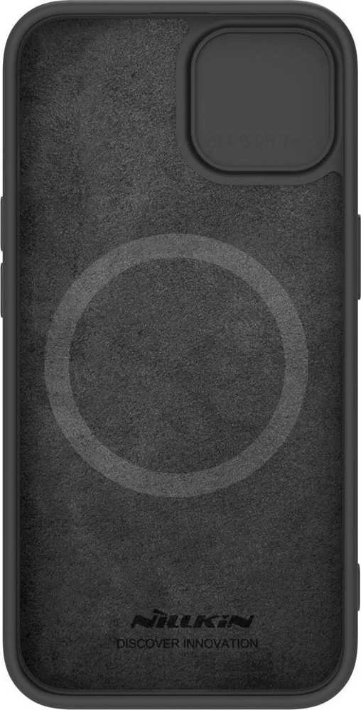 Dėklas Nillkin CamShield Silky Silicone Apple iPhone 15 Plus juodas