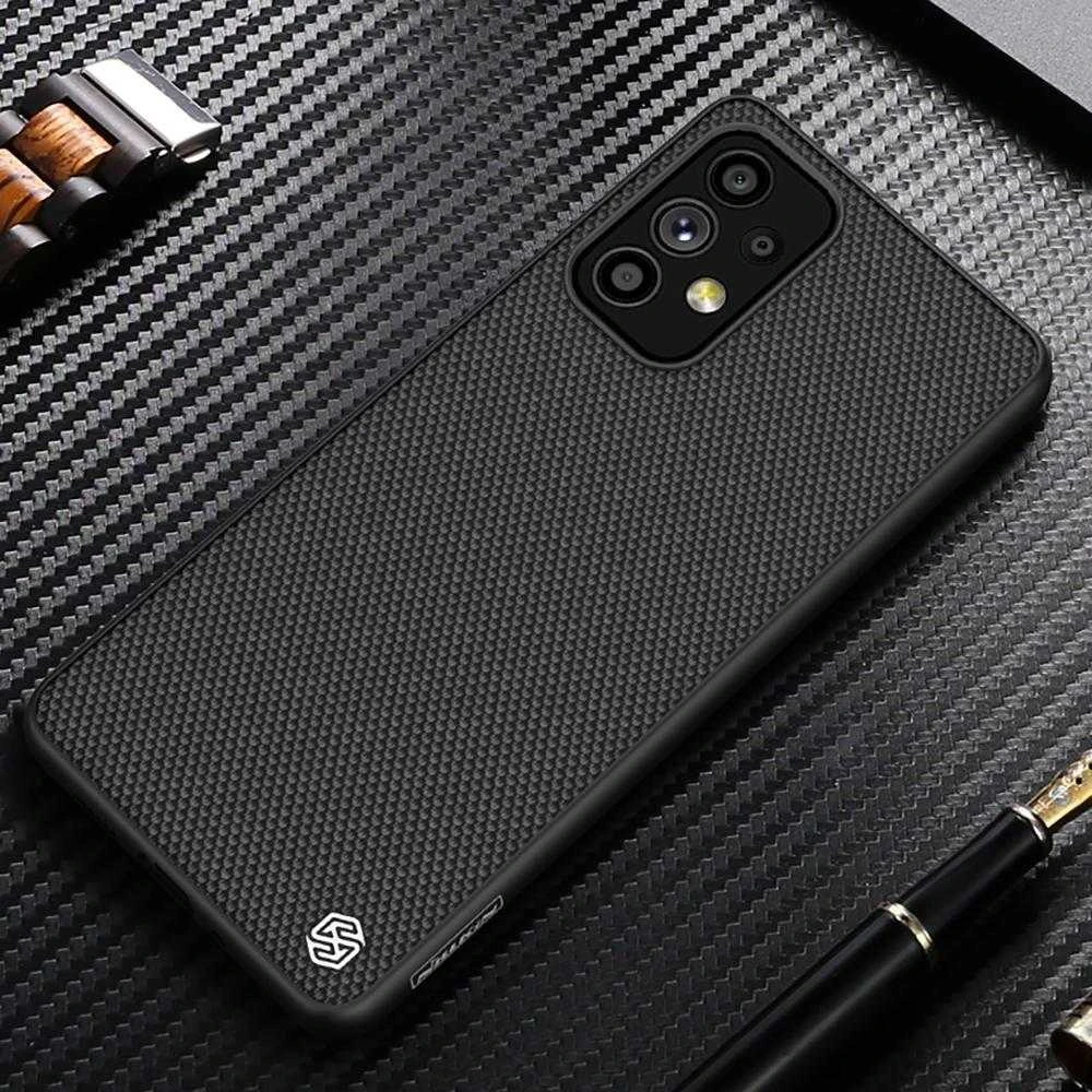 Nillkin Textured durable reinforced gel frame and nylon back Samsung Galaxy A73 dėklas telefonui juodos spalvos
