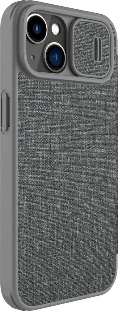 Nillkin Qin Cloth Pro Apple iPhone 14 Plus Camera atverčiamas dėklas telefonui pilkos spalvos
