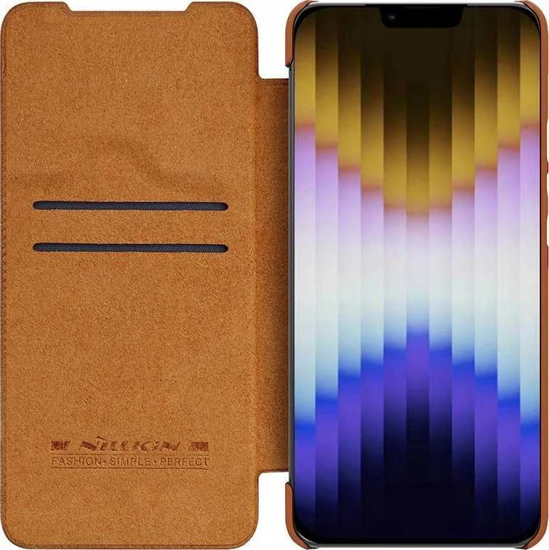 Dėklas Nillkin Qin Pro Leather Apple iPhone 14 Plus rudas