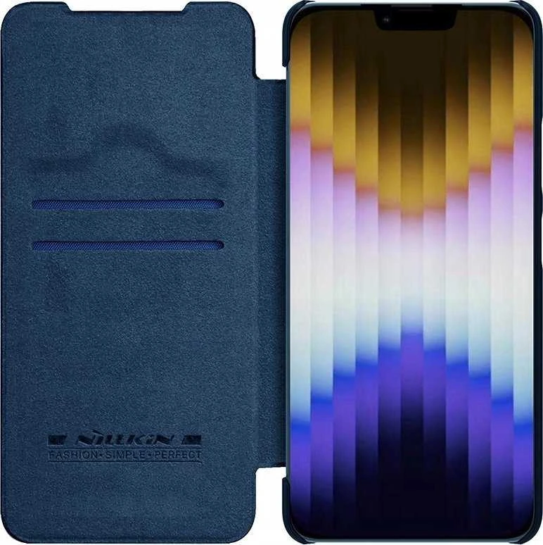 Dėklas Nillkin Qin Pro Leather Apple iPhone 14 Plus mėlynas