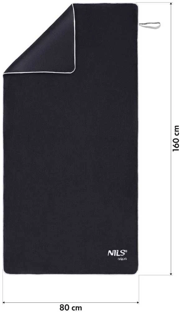 Rankšluostis Nils Extreme NAR14 RĘCZNIK su mikrofibre FROTTE JUODA 160X80cm NILS AQUA