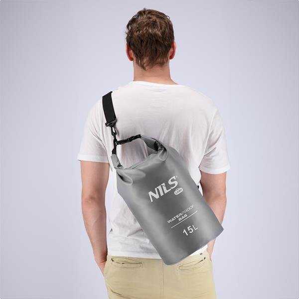 Neperšlampamas krepšys NILS CAMP NC1703, pilkas, 15 l