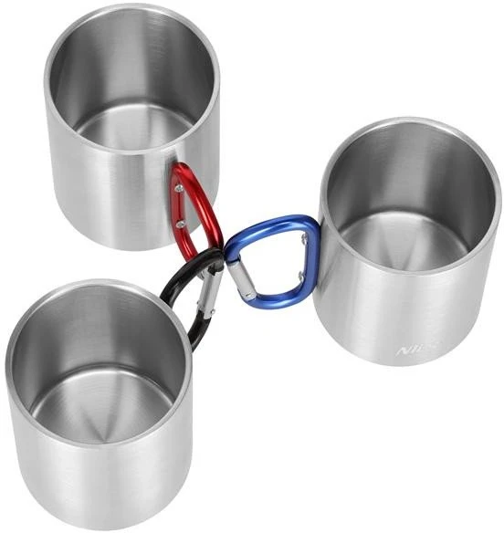 Nils Extreme NC17110 KUBEK KEMPINGOWY Z KARABIŃCZYKIEM 330 ML STAL NIERDZEWNA JUODA NILS CAMP