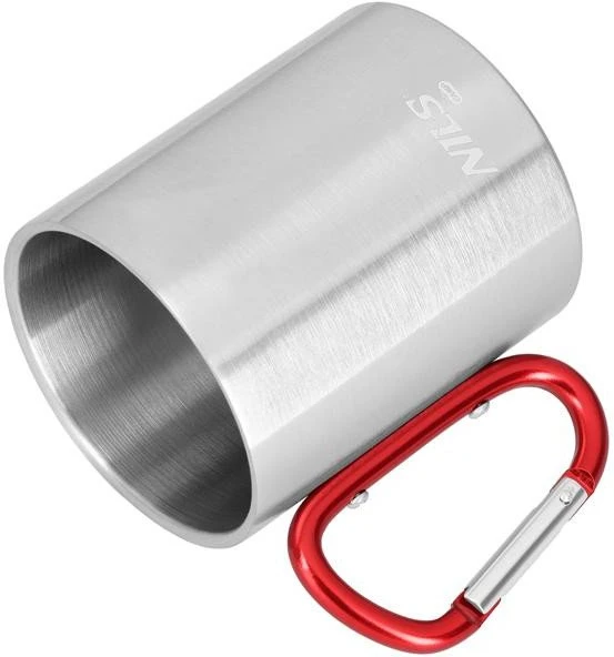 Nils Extreme NC17110 KUBEK KEMPINGOWY Z KARABIŃCZYKIEM 330 ML STAL NIERDZEWNA Raudonas NILS CAMP